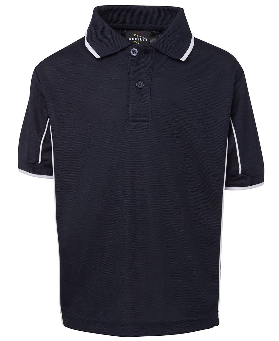 KIDS S/S PIPING POLO - NAVY/WHITE