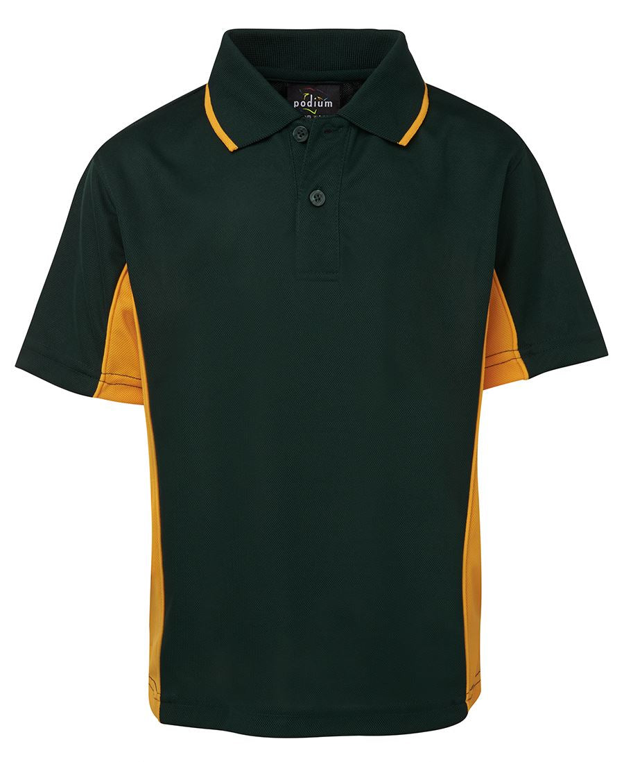 KIDS C/TRAST POLO - FOREST/GOLD