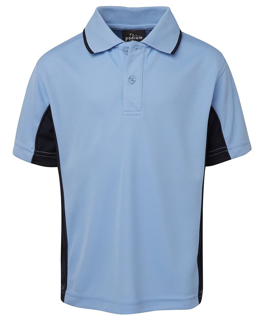 KIDS C/TRAST POLO - LT BLUE/NAVY