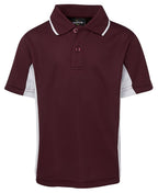 KIDS C/TRAST POLO - MAROON/WHITE