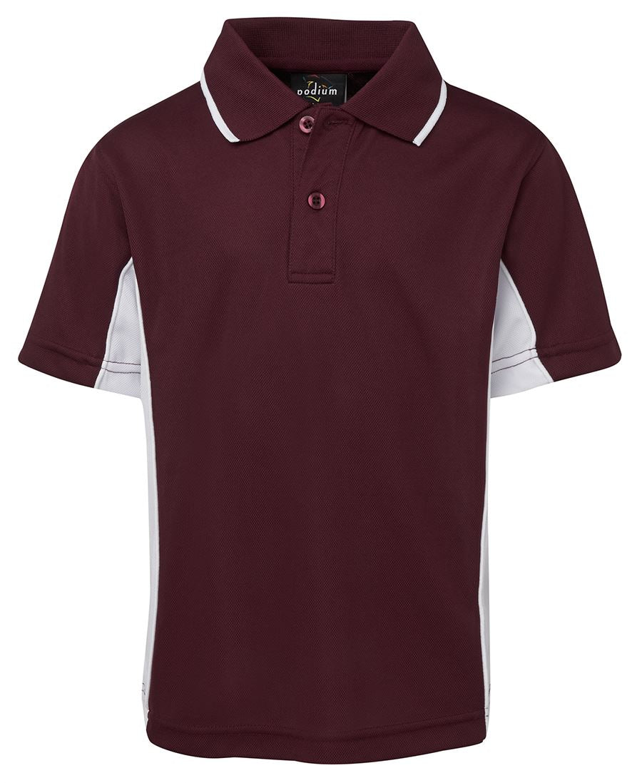 KIDS C/TRAST POLO - MAROON/WHITE