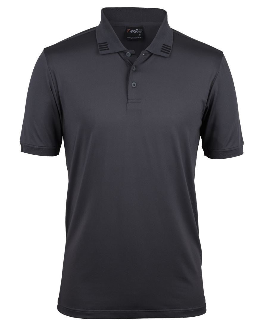 4 STRIPE S/S STRETCH POLO - CHARCOAL/BLACK
