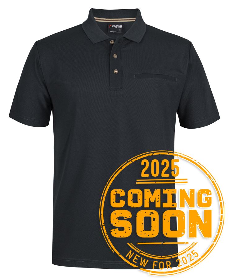 S/S RECYCLED POLYESTER POCKET POLO - BLACK