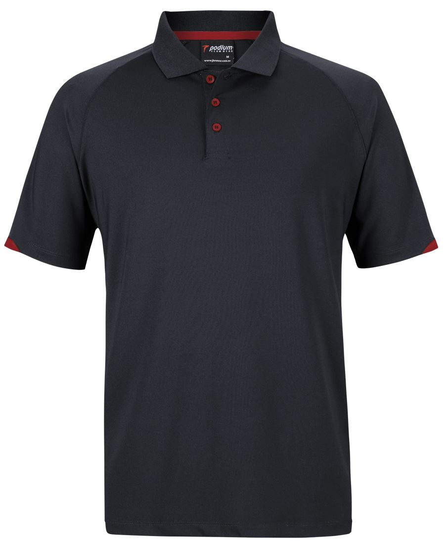 CONTRAST STRETCH POLO - BLACK/RED