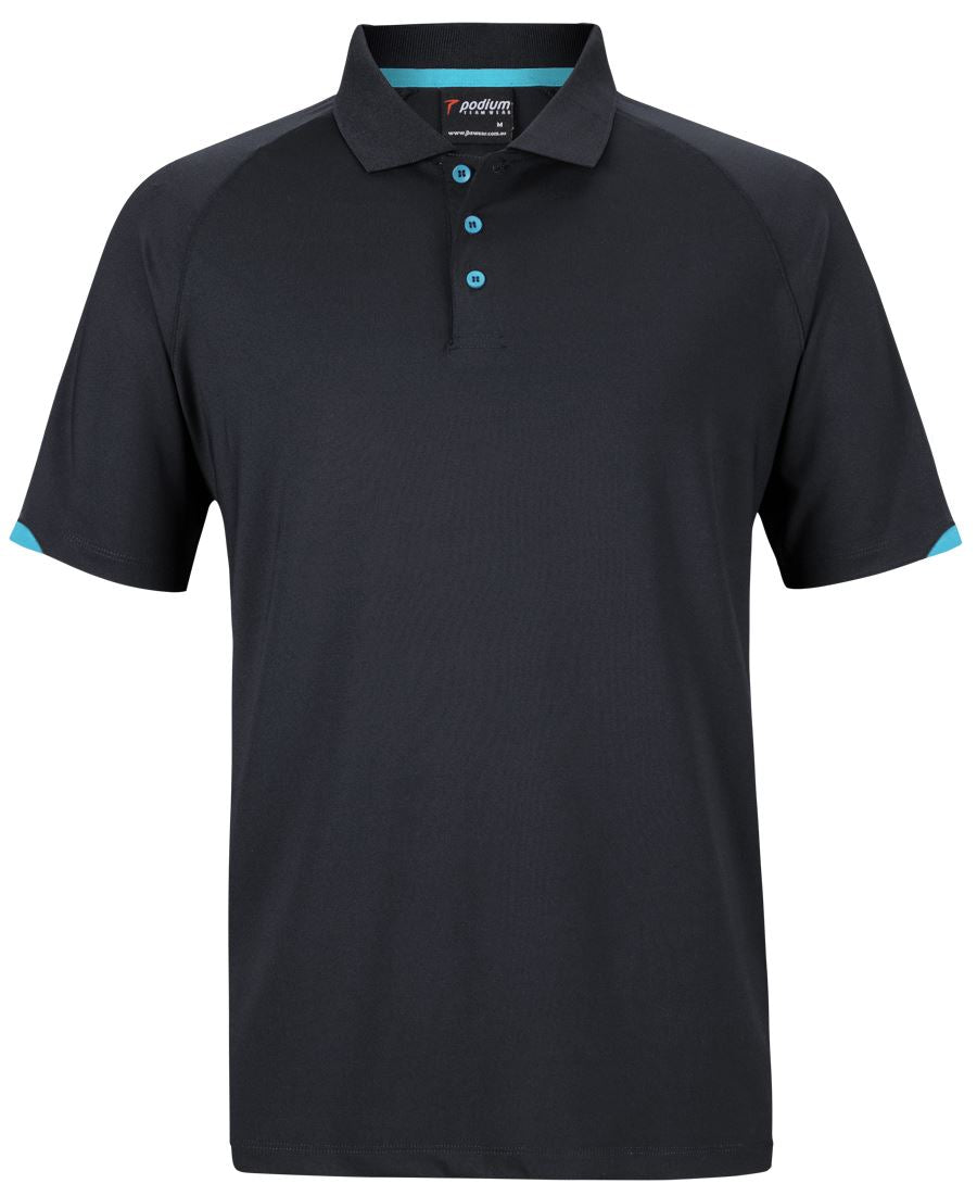 CONTRAST STRETCH POLO - BLACK/AQUA