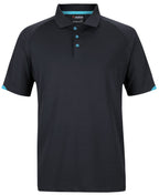 CONTRAST STRETCH POLO - BLACK/AQUA