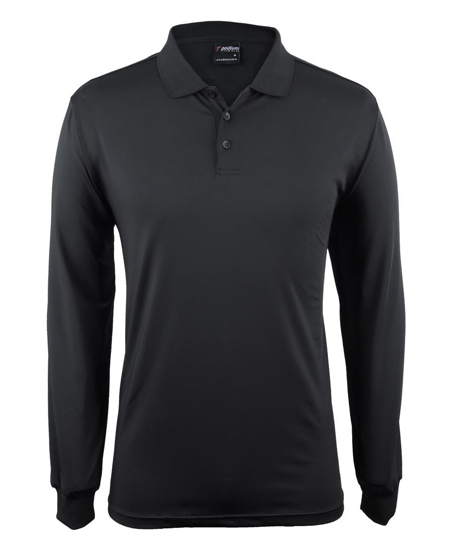 L/S STRETCH POLO - BLACK