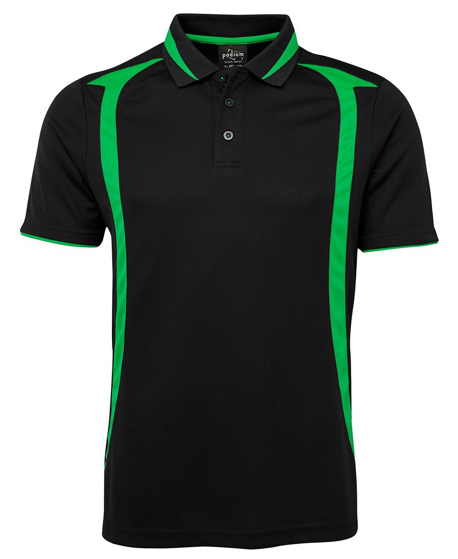 SWIRL POLO BLACK/PEA - GREEN