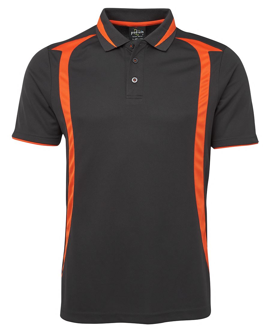 SWIRL POLO - CHARCOAL/ORANGE