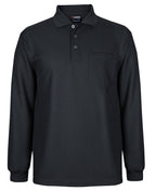L/S WAFFLE POCKET POLO - BLACK