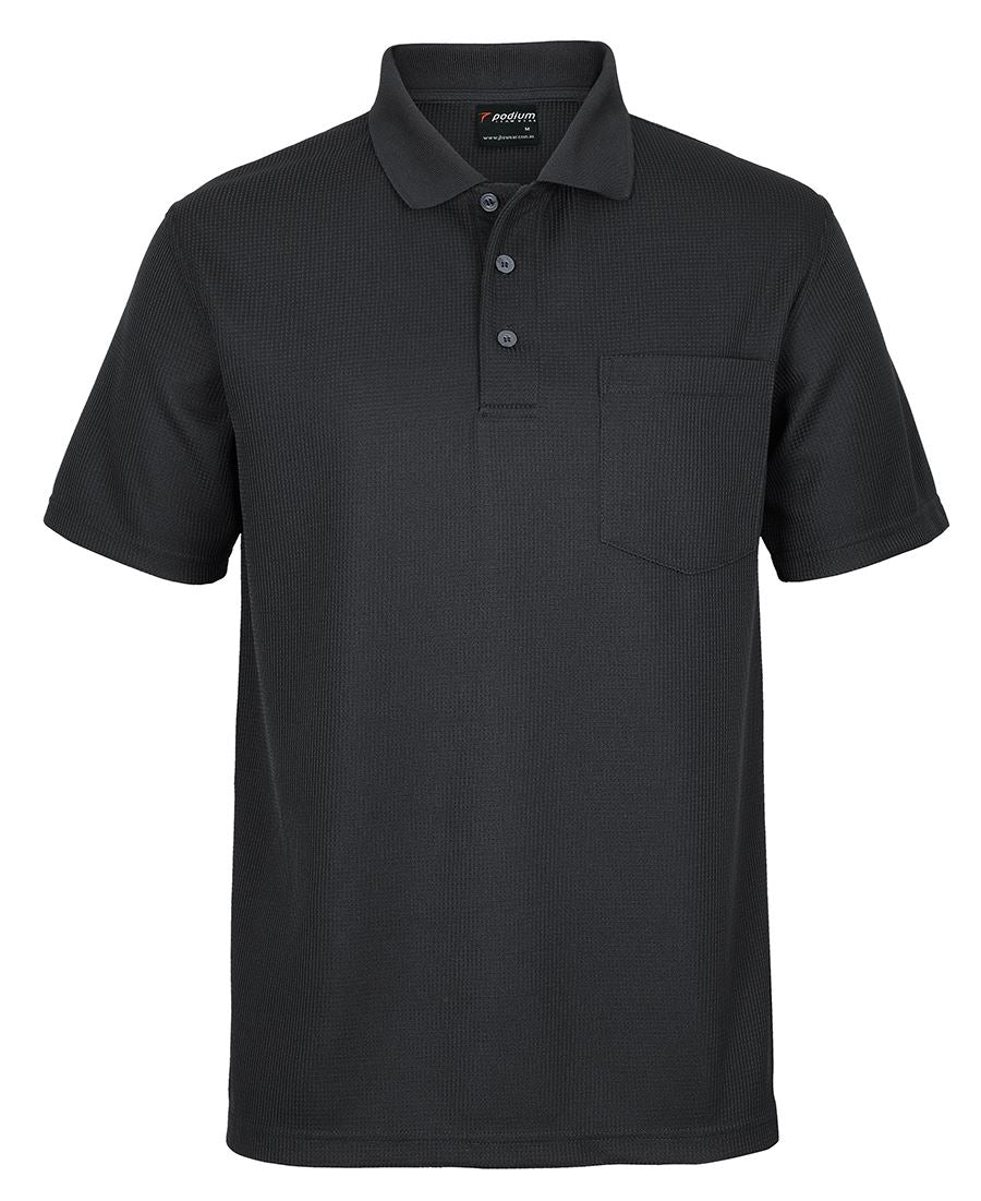 WAFFLE POCKET POLO - BLACK