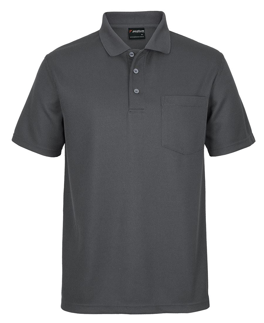 WAFFLE POCKET POLO - CHARCOAL