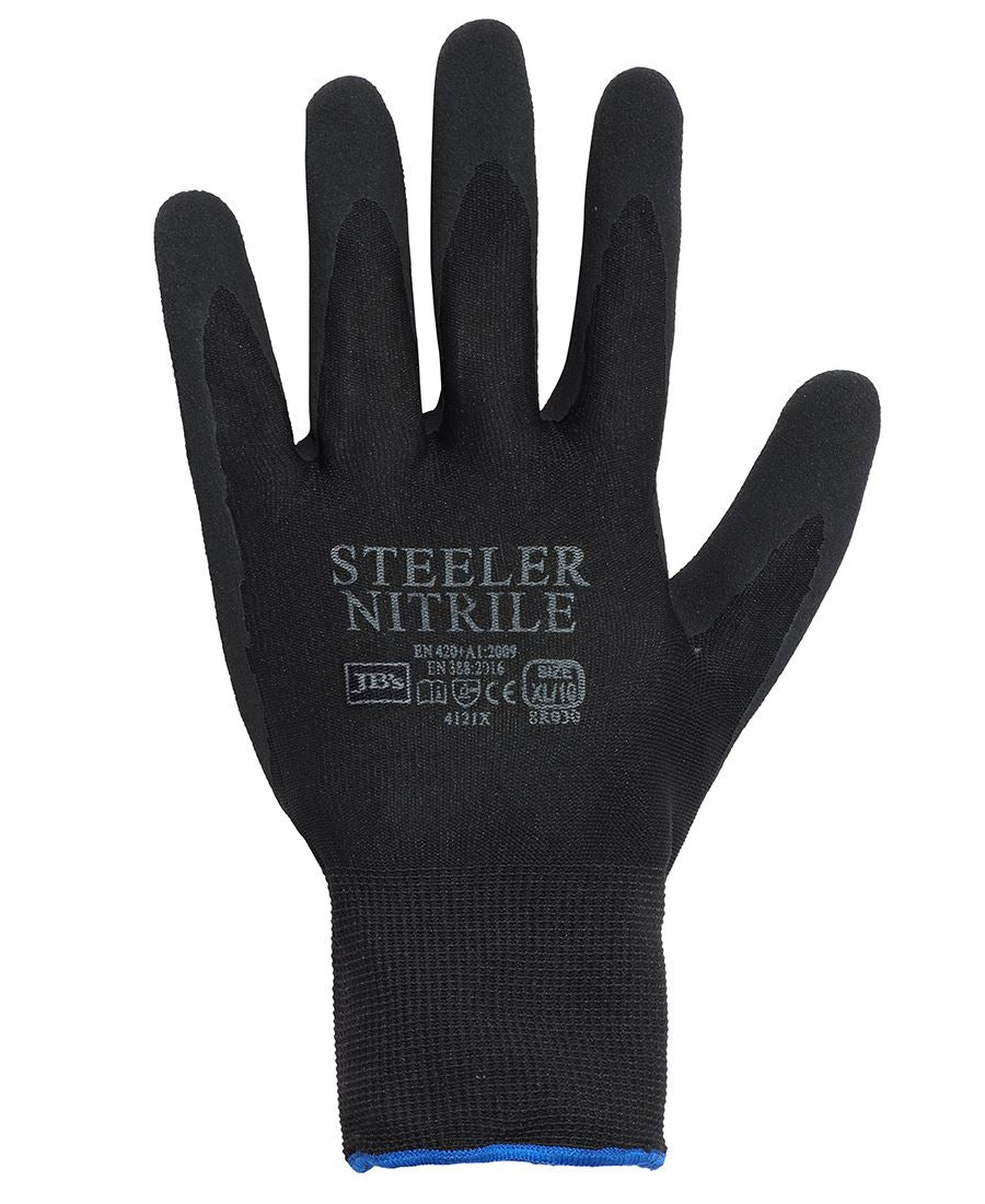 STEELER SANDY NITRILE GLOVE (12PK) - BLACK/BLACK