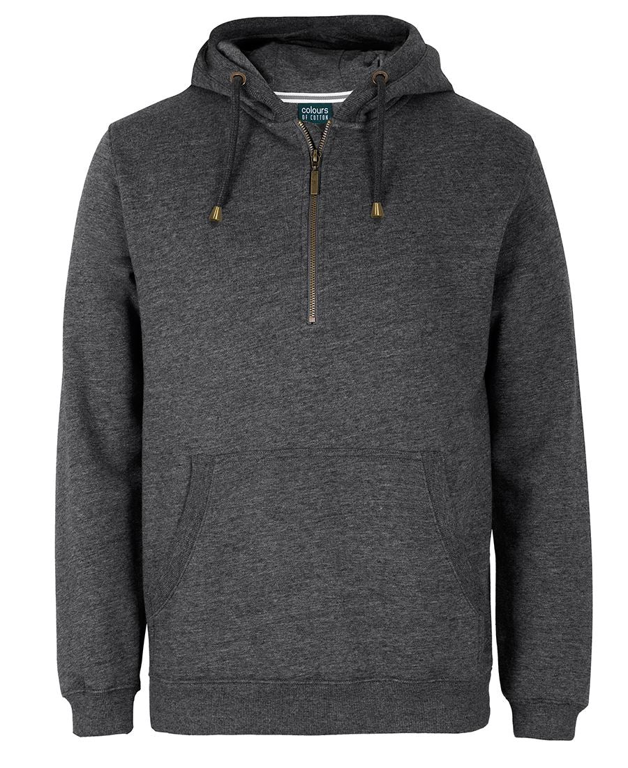 BRASS 1/2 ZIP HOODIE GRAPHITE - MARLE